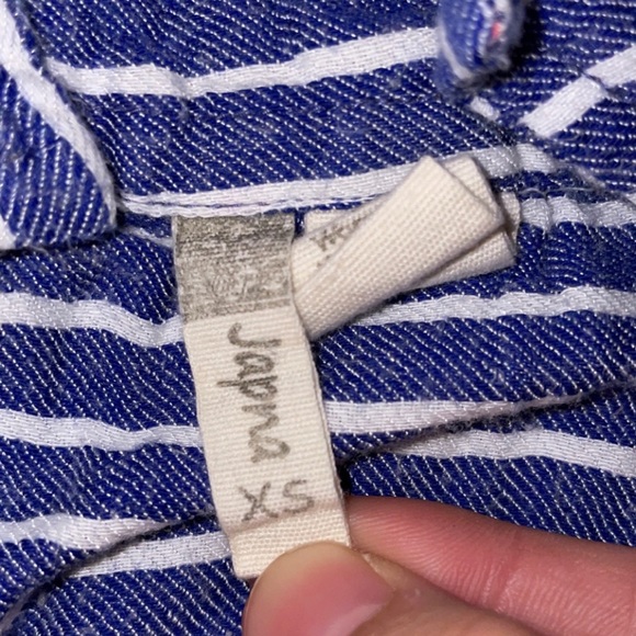 Japna Button Down Tee, Striped Blue and White, XS - Picture 2 of 6